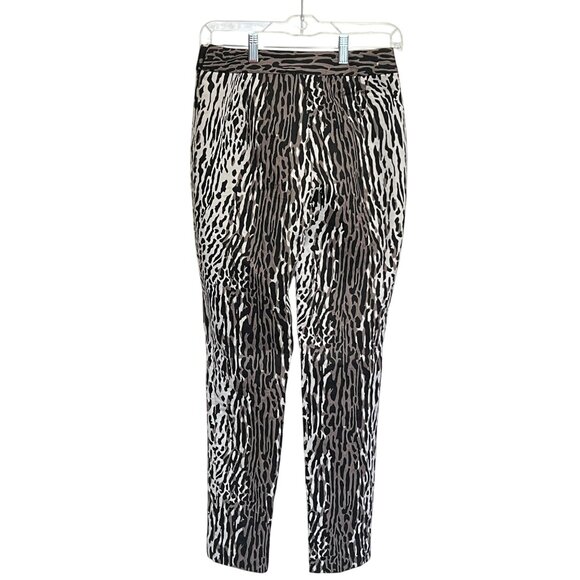 St. John Animal Print Stretch Slim Fit Ankle Pants Black / Beige Womens Size 2 - Picture 2 of 12